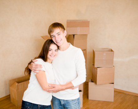 Packed moving boxes ready for transport during a local house move
