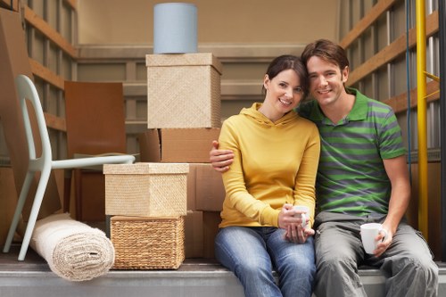 Busy moving day in Friern Barnet with a removal van and packed belongings